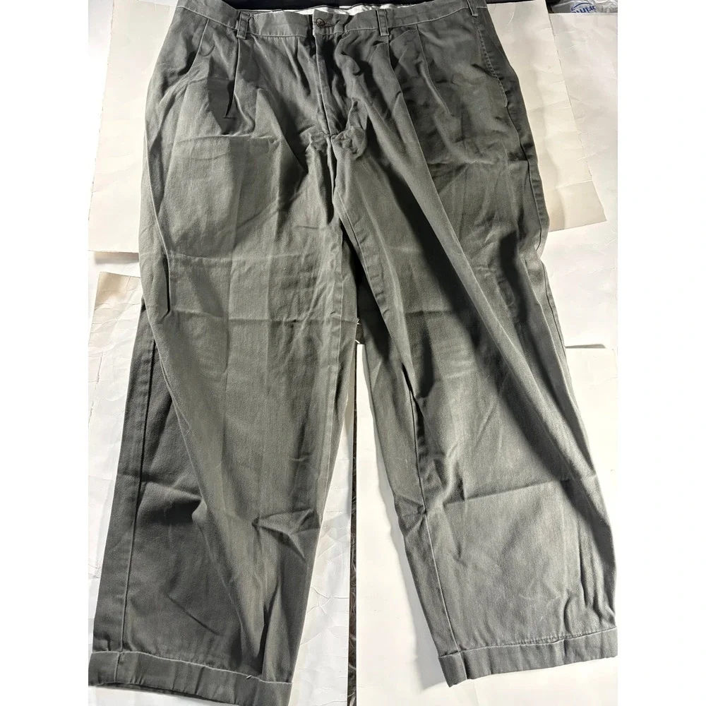 Vintage IZOD Mens Gray‎ Pleated Dress Pants Cuffed 42x30 Golf Casual